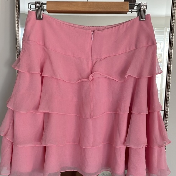 Searle Pink Tiered Ruffle Silk Mini Skirt - Picture 5 of 9